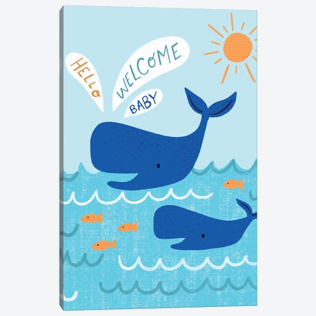 Mama And Baby Whale Canvas Print #NSV12} by Nina Seven Canvas Art