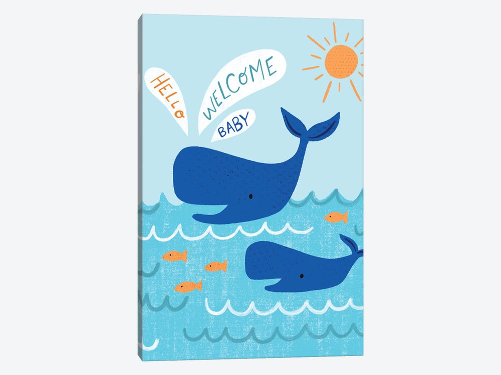 Mama And Baby Whale by Nina Seven 1-piece Canvas Print