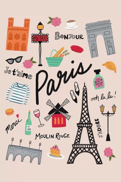 Paris Typography: City Love II by Nina Seven