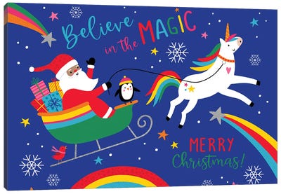 Magical Christmas Canvas Art Print - Unicorn Art
