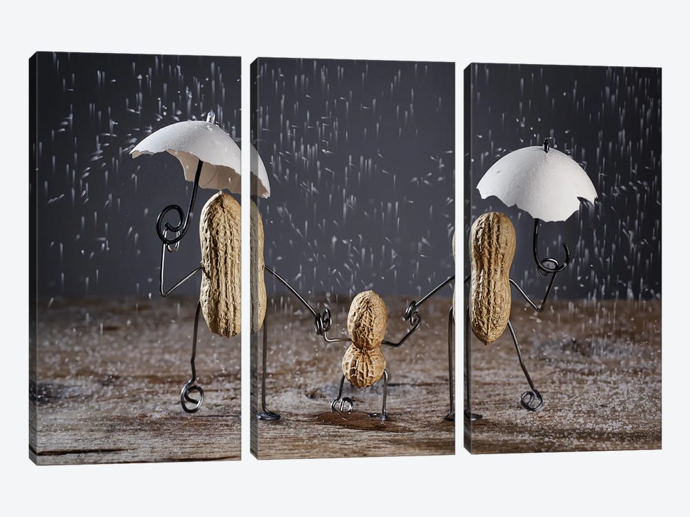 Simple Thing. Rain. by Nailia Schwarz 3-piece Canvas Print