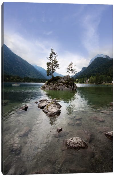 Landscape On Lake Alps Canvas Art Print - Nailia Schwarz