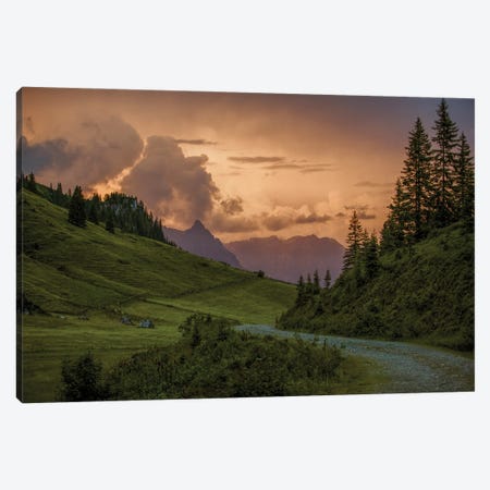 Sunset In The Alps I Canvas Print #NSZ165} by Nailia Schwarz Canvas Artwork
