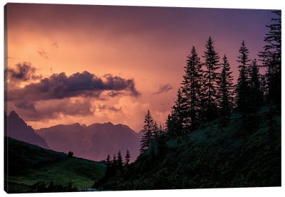 Sunset In The Alps II Canvas Art Print - Nailia Schwarz