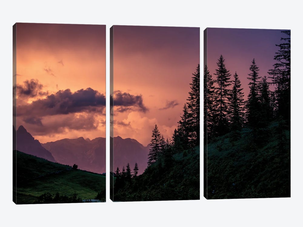 Sunset In The Alps II by Nailia Schwarz 3-piece Canvas Print