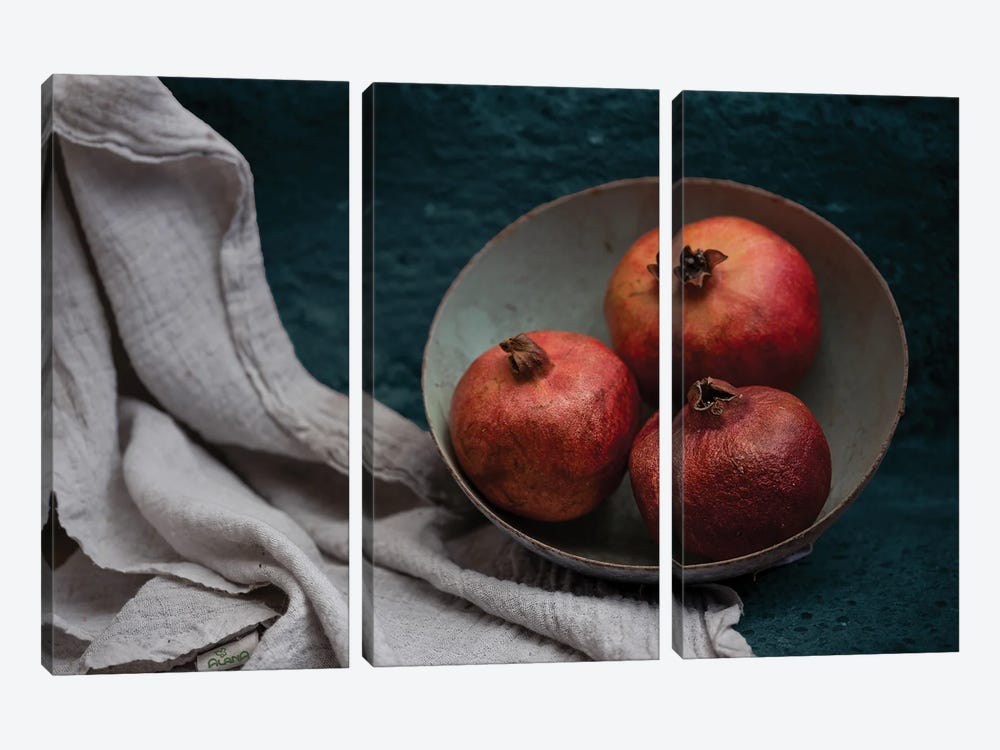 Still Life With Pomegranates by Nailia Schwarz 3-piece Art Print