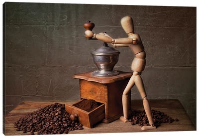 Coffee And The Worker Canvas Art Print - Nailia Schwarz