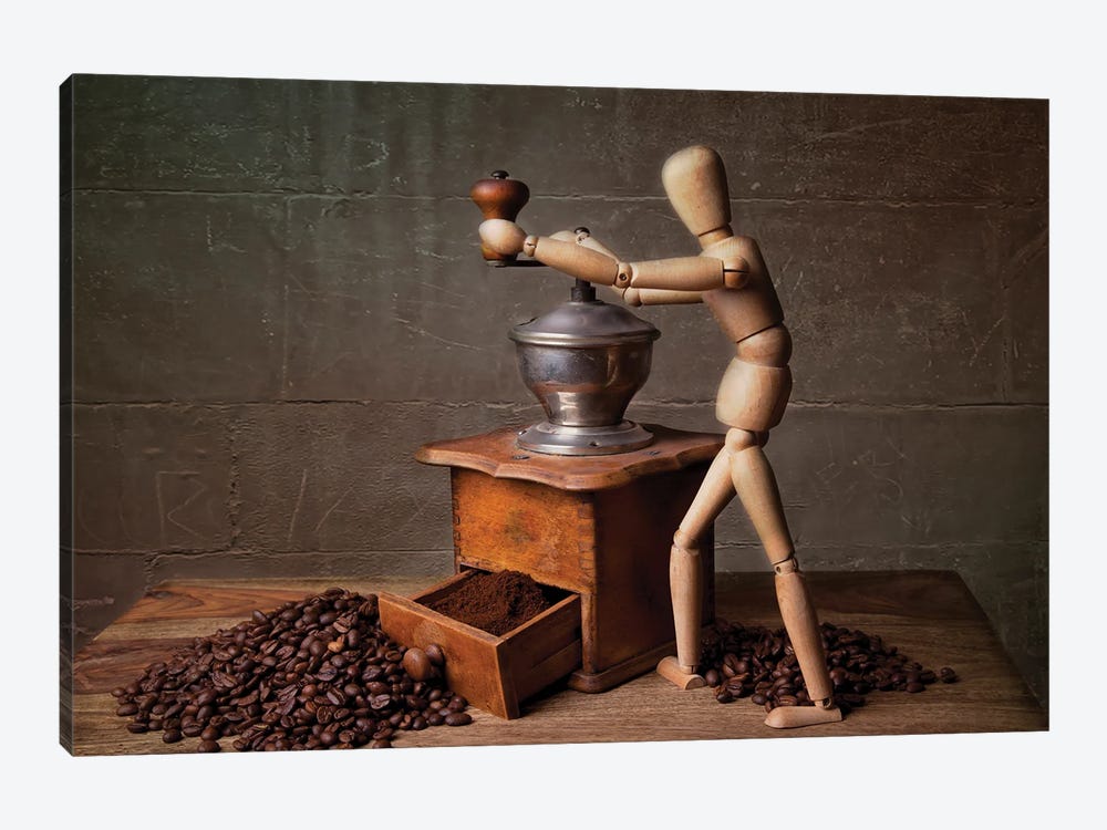 Coffee And The Worker by Nailia Schwarz 1-piece Canvas Print