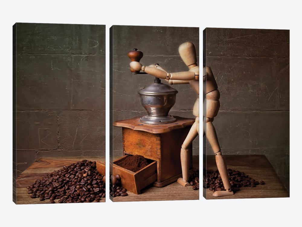 Coffee And The Worker by Nailia Schwarz 3-piece Art Print