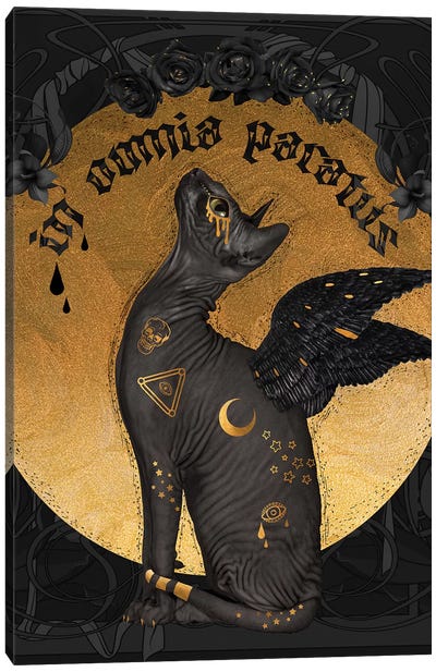 In Omnia Paratus Canvas Art Print - Black Cat Art