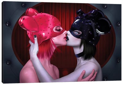 Kiss Canvas Art Print - Lowbrow Femme Fatales