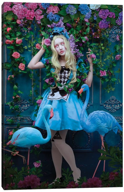 Blue Flamingoes Canvas Art Print - Alice In Wonderland