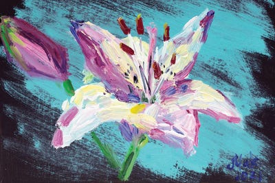 Lily On Turquoise by Nataly Mak framed wall art