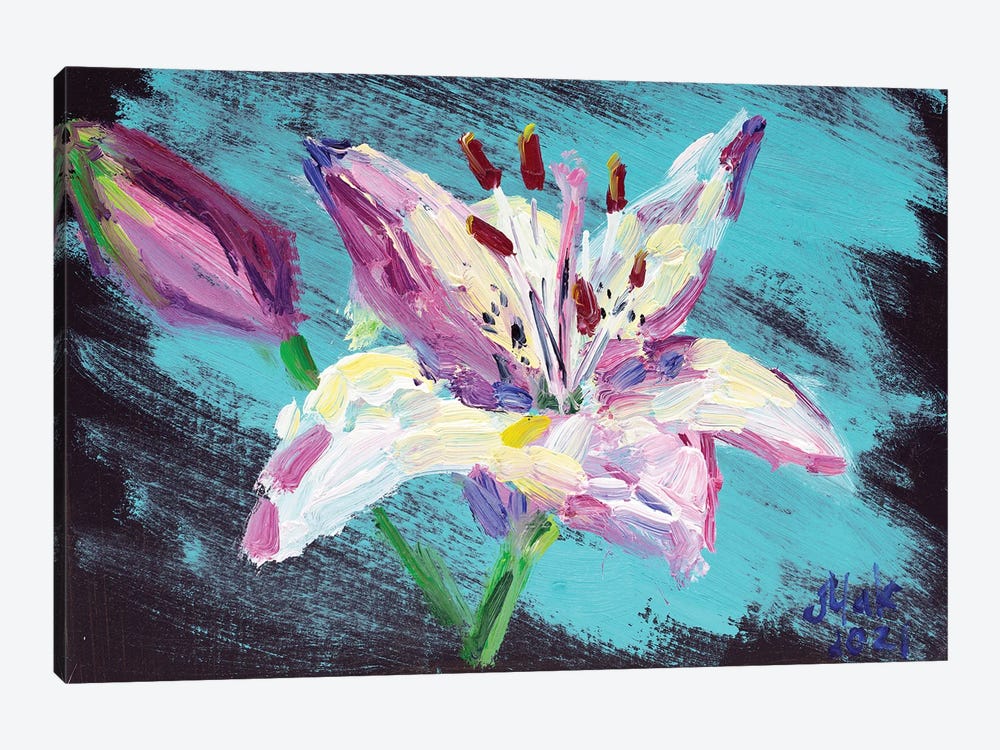 Lily On Turquoise by Nataly Mak 1-piece Art Print