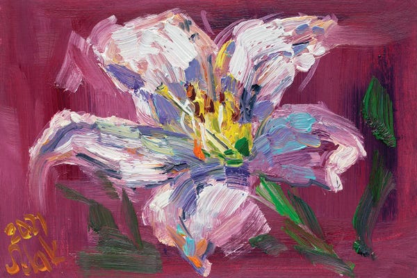 Nataly Mak: Lily On Red by Nataly Mak