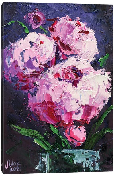 Pink Peonies Bouquet Canvas Art Print - Textured Florals