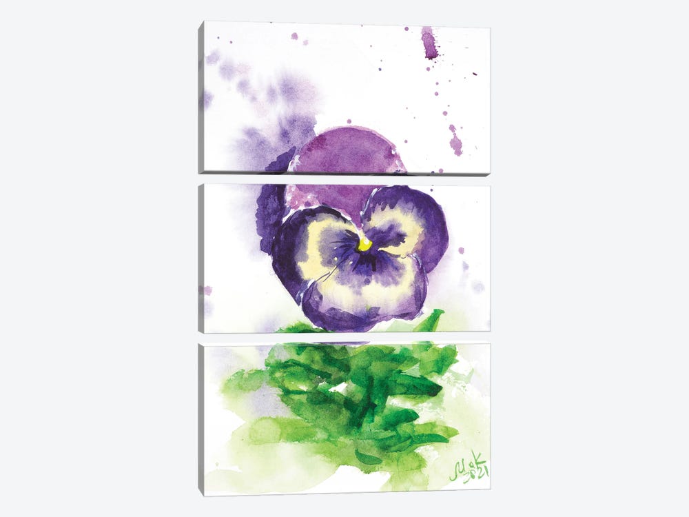 Purple Pansy II by Nataly Mak 3-piece Canvas Print