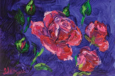 Red Roses On A Blue by Nataly Mak framed wall art