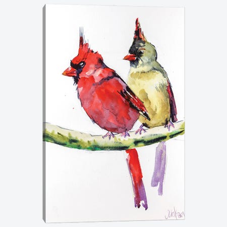 Two Cardinals Canvas Print #NTM130} by Nataly Mak Canvas Art