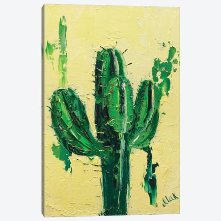 Cactus On A Yellow Canvas Print #NTM135} by Nataly Mak Canvas Art Print