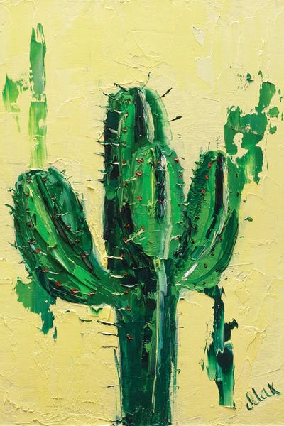 Nataly Mak: Cactus On A Yellow by Nataly Mak