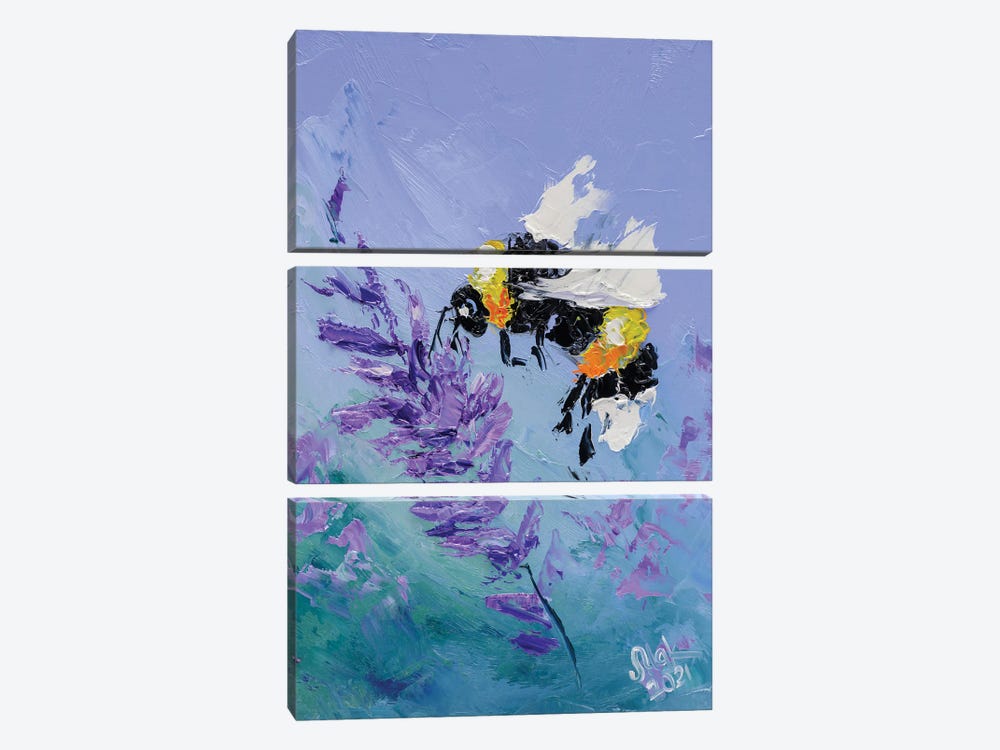 Bumblebee On Lavender by Nataly Mak 3-piece Canvas Print