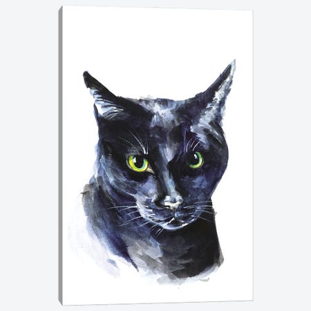 Black Cat Portrait Canvas Print #NTM138} by Nataly Mak Canvas Wall Art