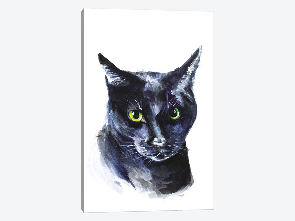 Black Cat Portrait by Nataly Mak 1-piece Canvas Artwork