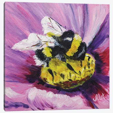 Bumblebee Collects Pollen Canvas Print #NTM139} by Nataly Mak Canvas Artwork