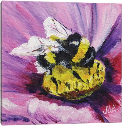 Bumblebee Collects Pollen Canvas Art Print - Nataly Mak
