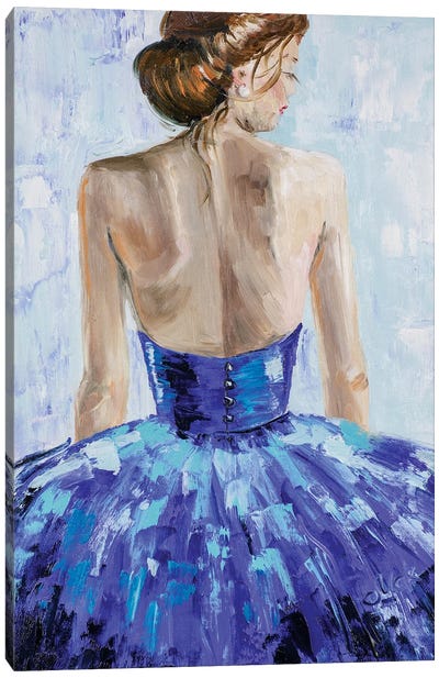 Woman In Blue Canvas Art Print - Nataly Mak