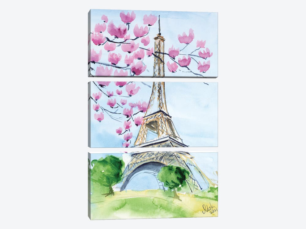 Eiffel Tower by Nataly Mak 3-piece Canvas Art Print