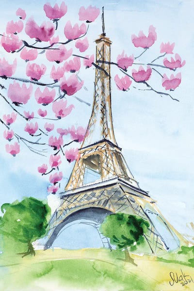 Cherry Blossoms: Eiffel Tower by Nataly Mak