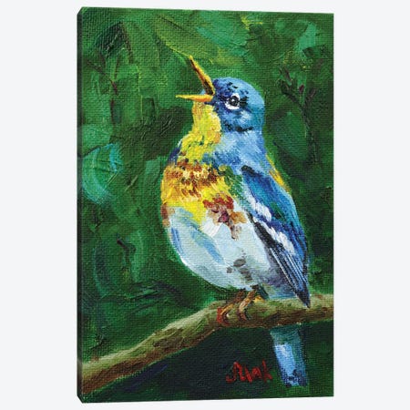 Parula Bird Canvas Print #NTM155} by Nataly Mak Canvas Art Print
