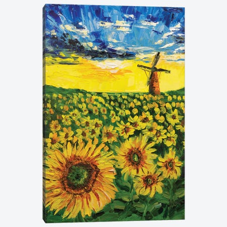 Sunflowers Landscape Canvas Print #NTM158} by Nataly Mak Canvas Wall Art