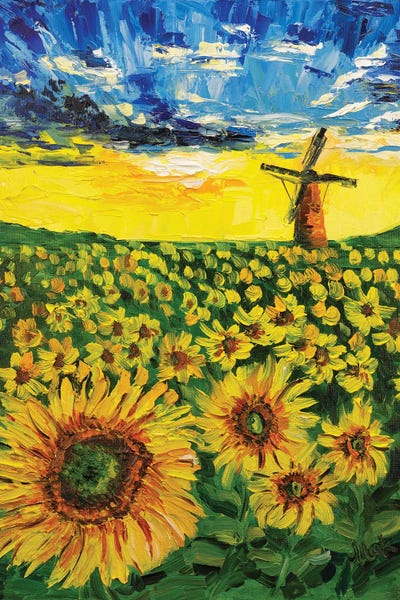 Watermills & Windmills: Sunflowers Landscape by Nataly Mak