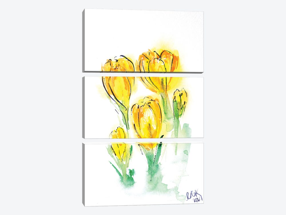 Yellow Crocuses by Nataly Mak 3-piece Canvas Wall Art