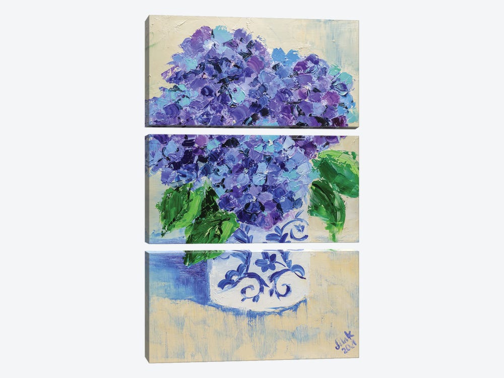 Purple Hydrangea by Nataly Mak 3-piece Canvas Art Print