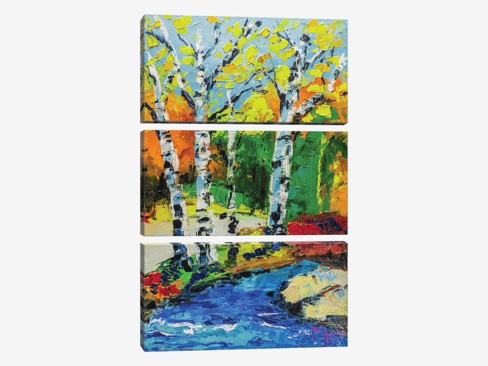 Birches Landscape by Nataly Mak 3-piece Canvas Art Print