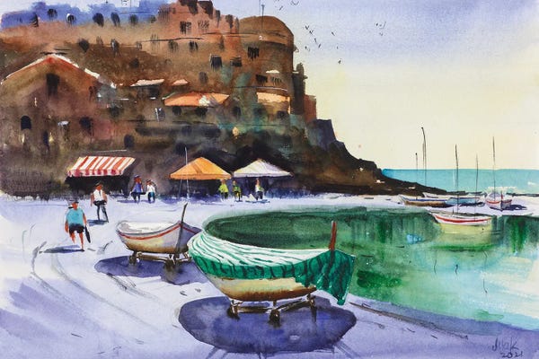 Rowboats: Cinque Terre by Nataly Mak