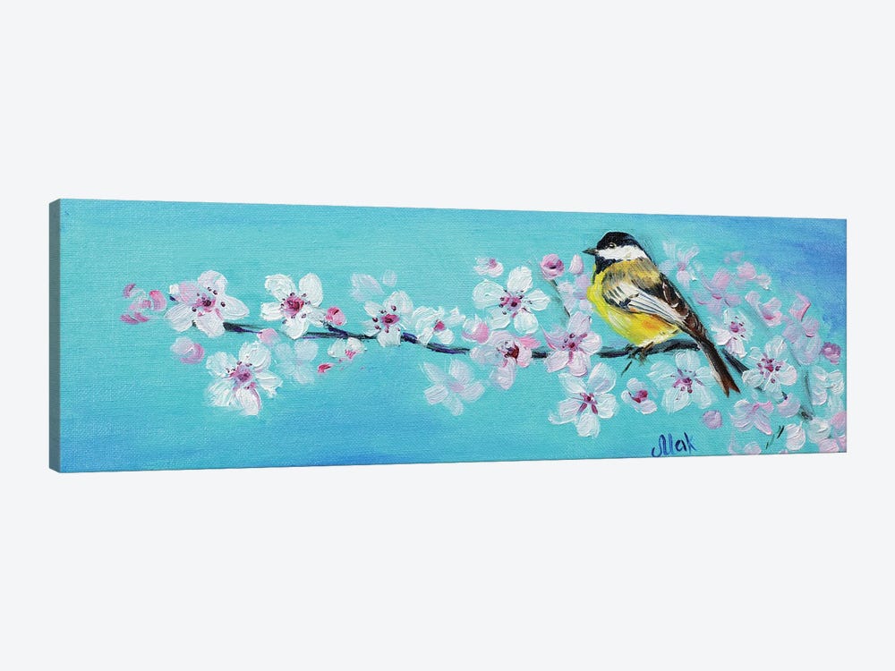 Bird On Blossom Branch by Nataly Mak 1-piece Canvas Wall Art