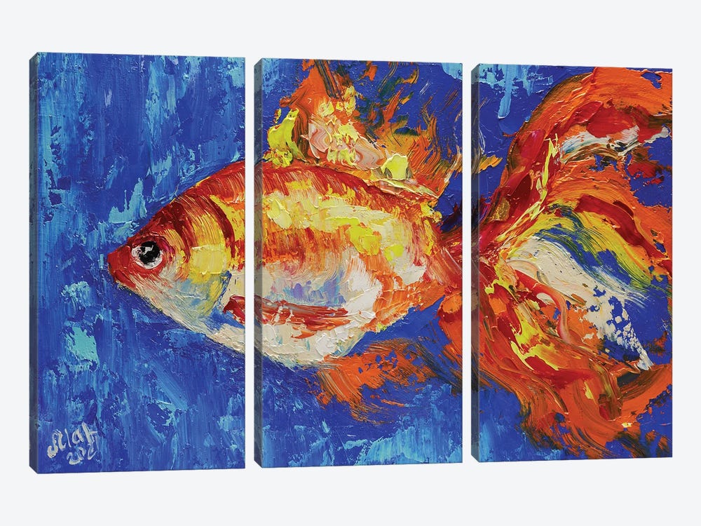 Gold Fish by Nataly Mak 3-piece Canvas Artwork