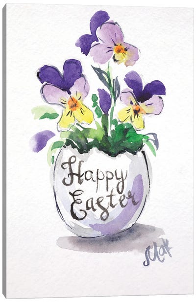 Happy Easter Postcard Canvas Art Print - Violets
