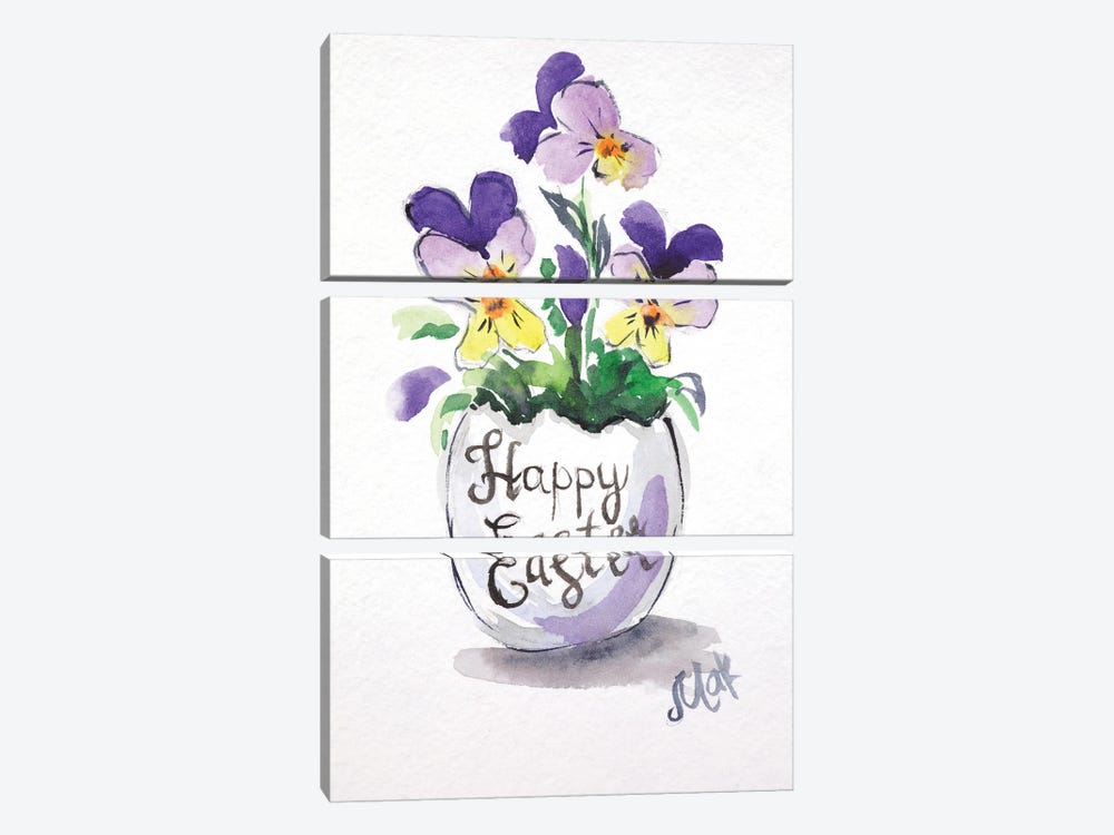 Happy Easter Postcard by Nataly Mak 3-piece Canvas Artwork