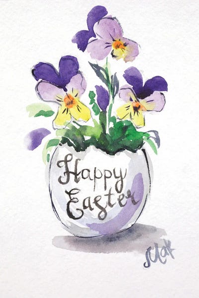 Violets: Happy Easter Postcard by Nataly Mak