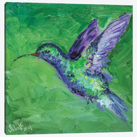 Hummingbird Green Canvas Print #NTM191} by Nataly Mak Canvas Art