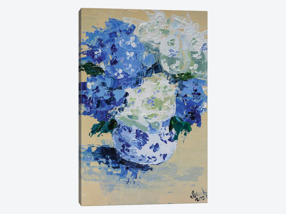 White Blue Hydrangea by Nataly Mak 1-piece Canvas Artwork