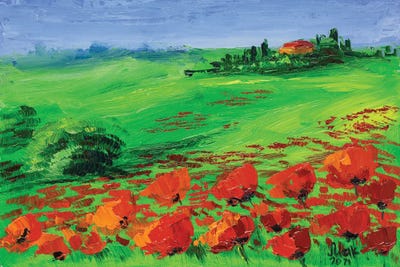 Poppy Field Landscape by Nataly Mak framed wall art