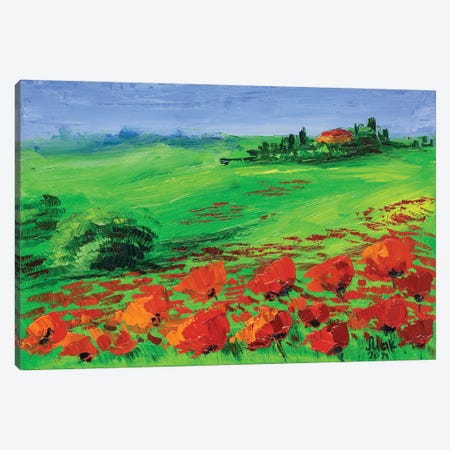 Poppy Field Landscape Canvas Print #NTM195} by Nataly Mak Art Print