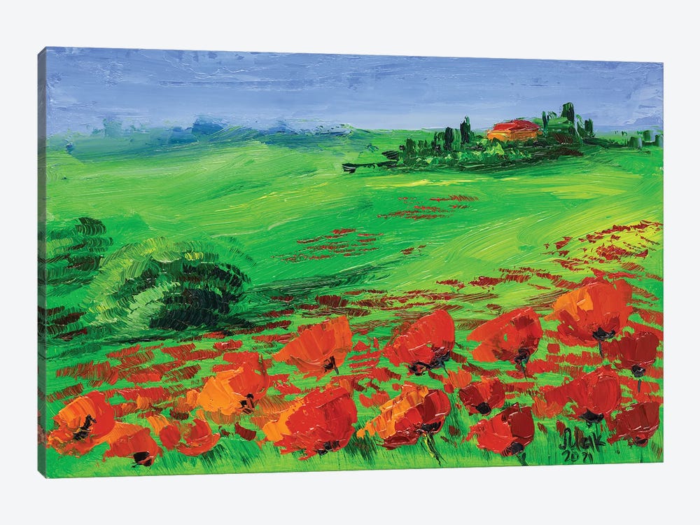Poppy Field Landscape by Nataly Mak 1-piece Canvas Art Print